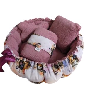 Legowisko okrągłe  z kocykiem i podusiami 40 cm