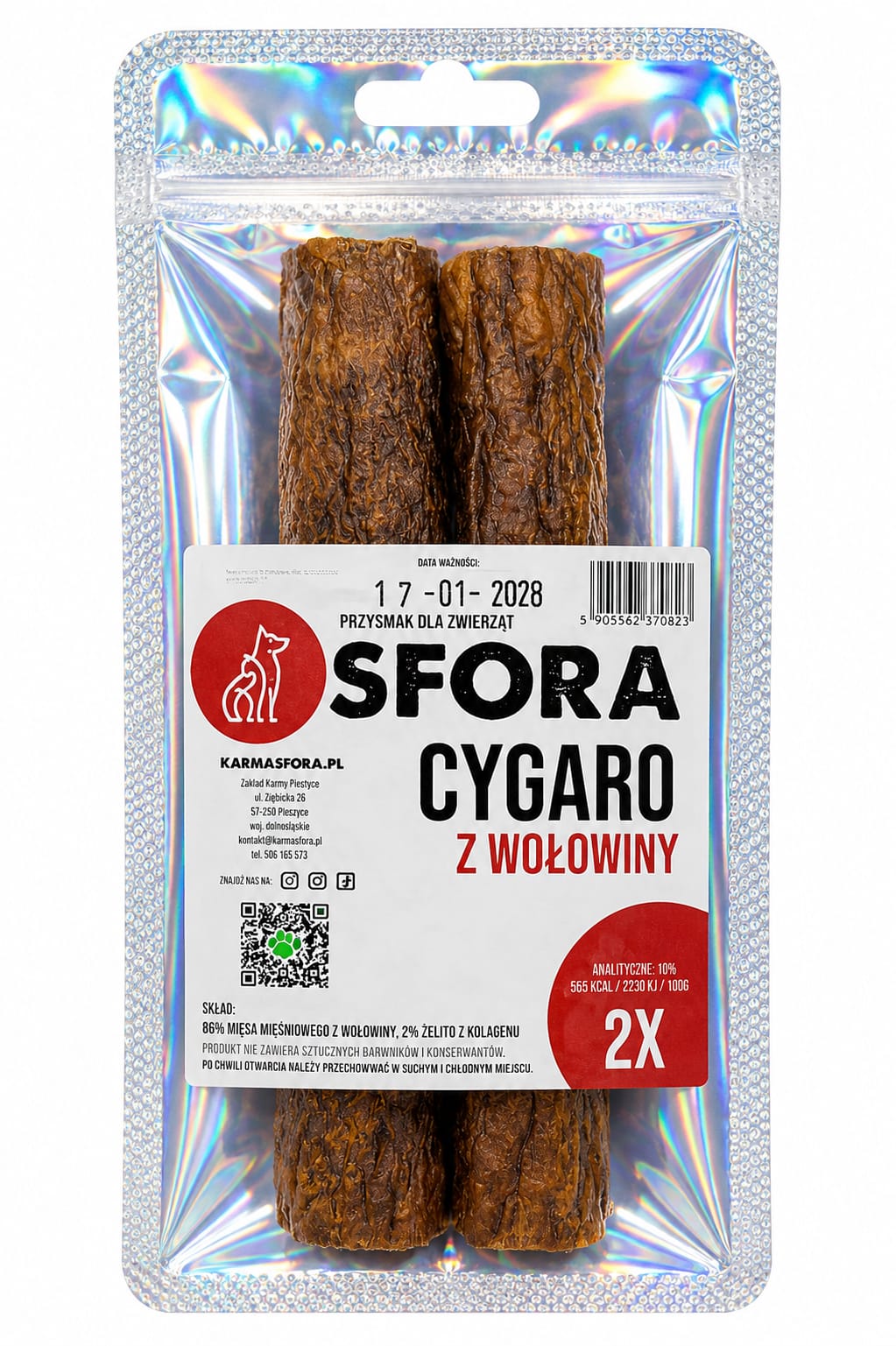 Sfora Przysmak Cygaro z wołowiny 2 szt naturalny gryzak dla psa