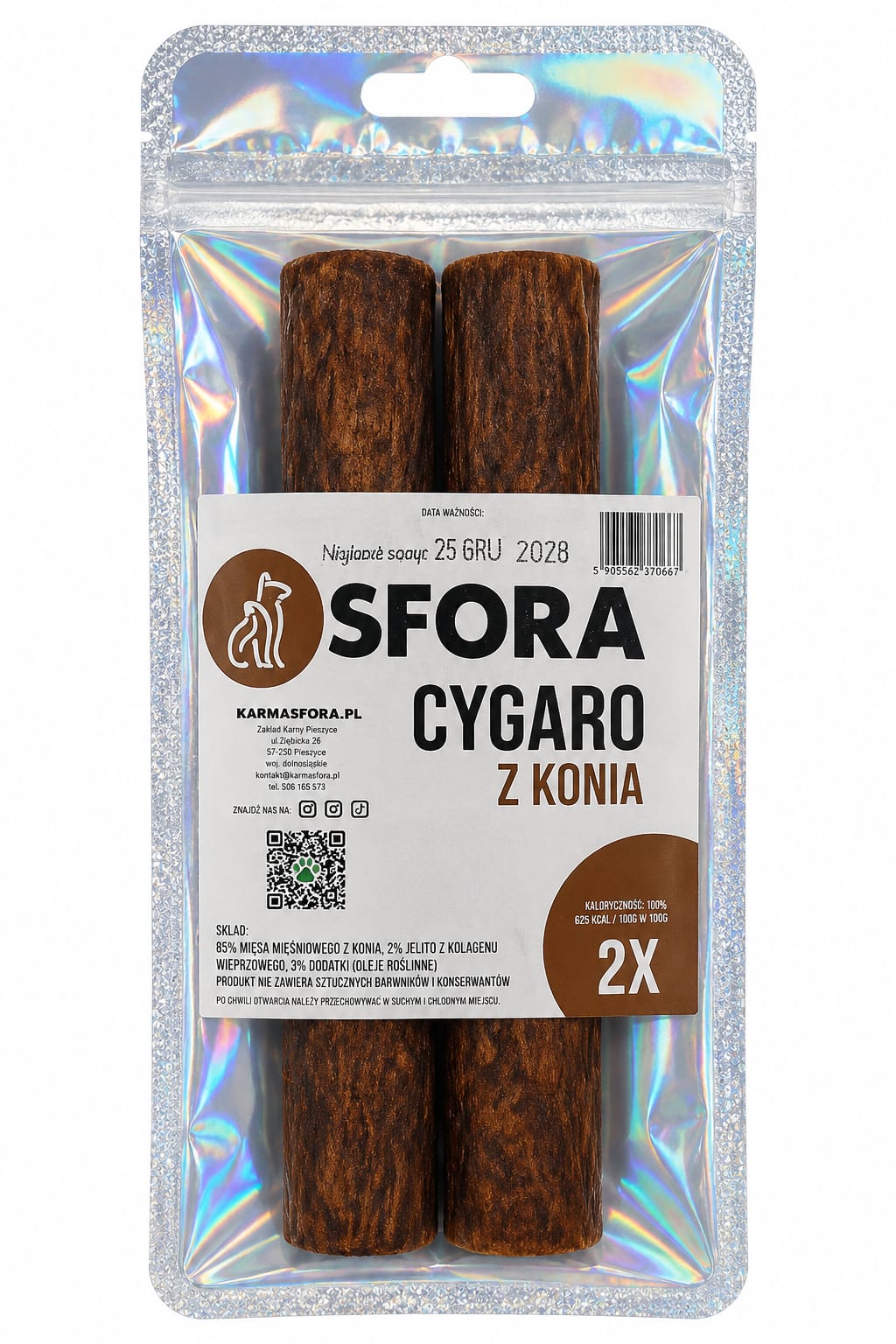 Sfora Przysmak Cygaro z konia 2 szt naturalny gryzak dla psa