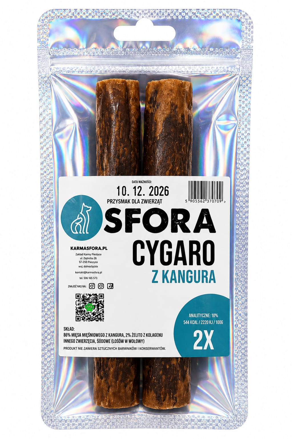 Sfora Przysmak Cygaro z kangura 2 szt naturalny gryzak dla psa