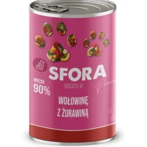 Karma Sfora Premium bogata w wołowinę z żurawiną 400g