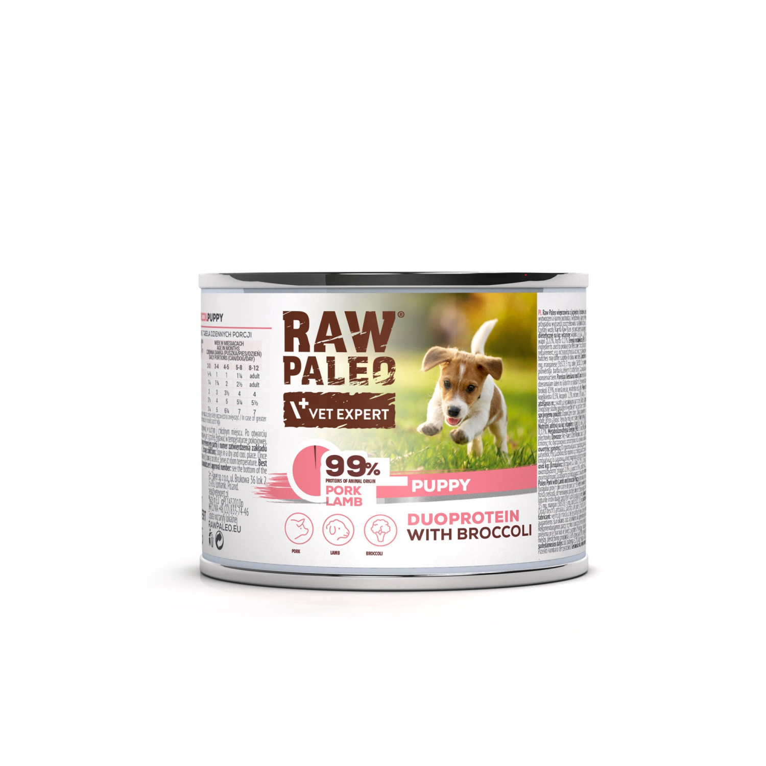 RAW PALEO PORK&LAMB PUPPY CAN - mokra karma dla szczeniąt duoproteina wieprzowina z jagnięciną - obrazek 2