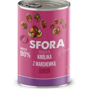 Karma Sfora Premium bogata w królika z marchewką junior 400g