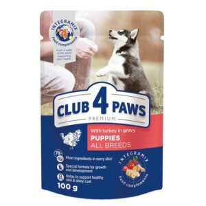 CLUB 4 PAWS PREMIUM mokra karma dla szczeniąt wszystkich ras indyk 100g