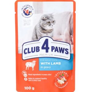 CLUB 4 PAWS PREMIUM MOKRA KARMA DLA DOROSŁYCH KOTÓW - JAGNIĘCINA W SOSIE 100g
