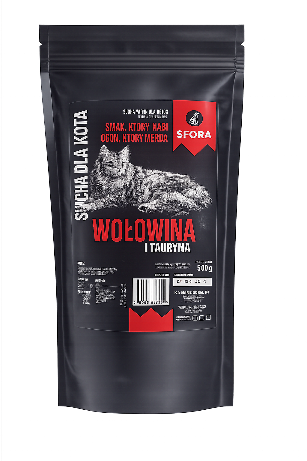 Karma Sfora dla Kota z wołowiną i tauryną 500g