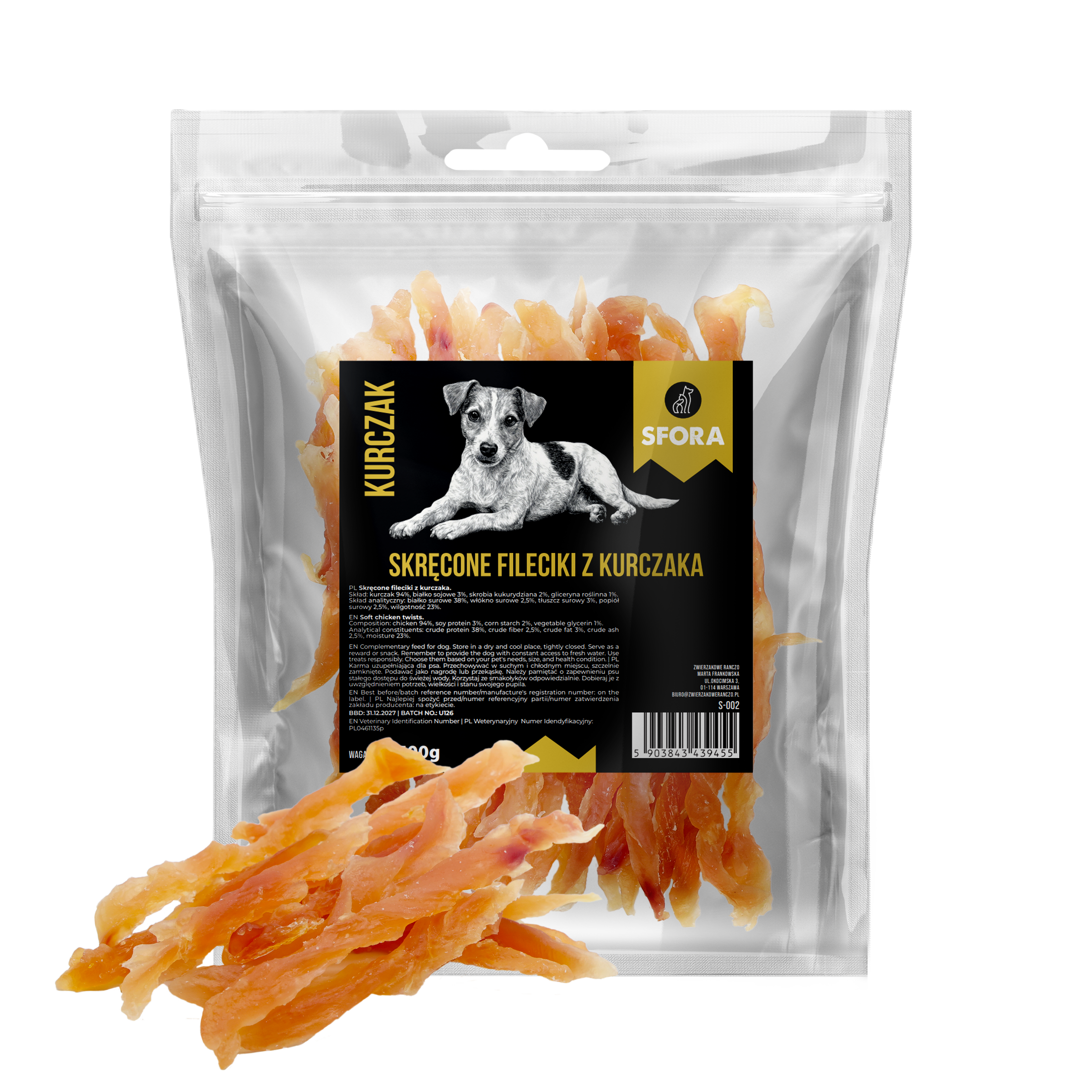 Sfora Hot Strips skręcone fileciki z kurczaka 500 g naturalny przysmak dla psa