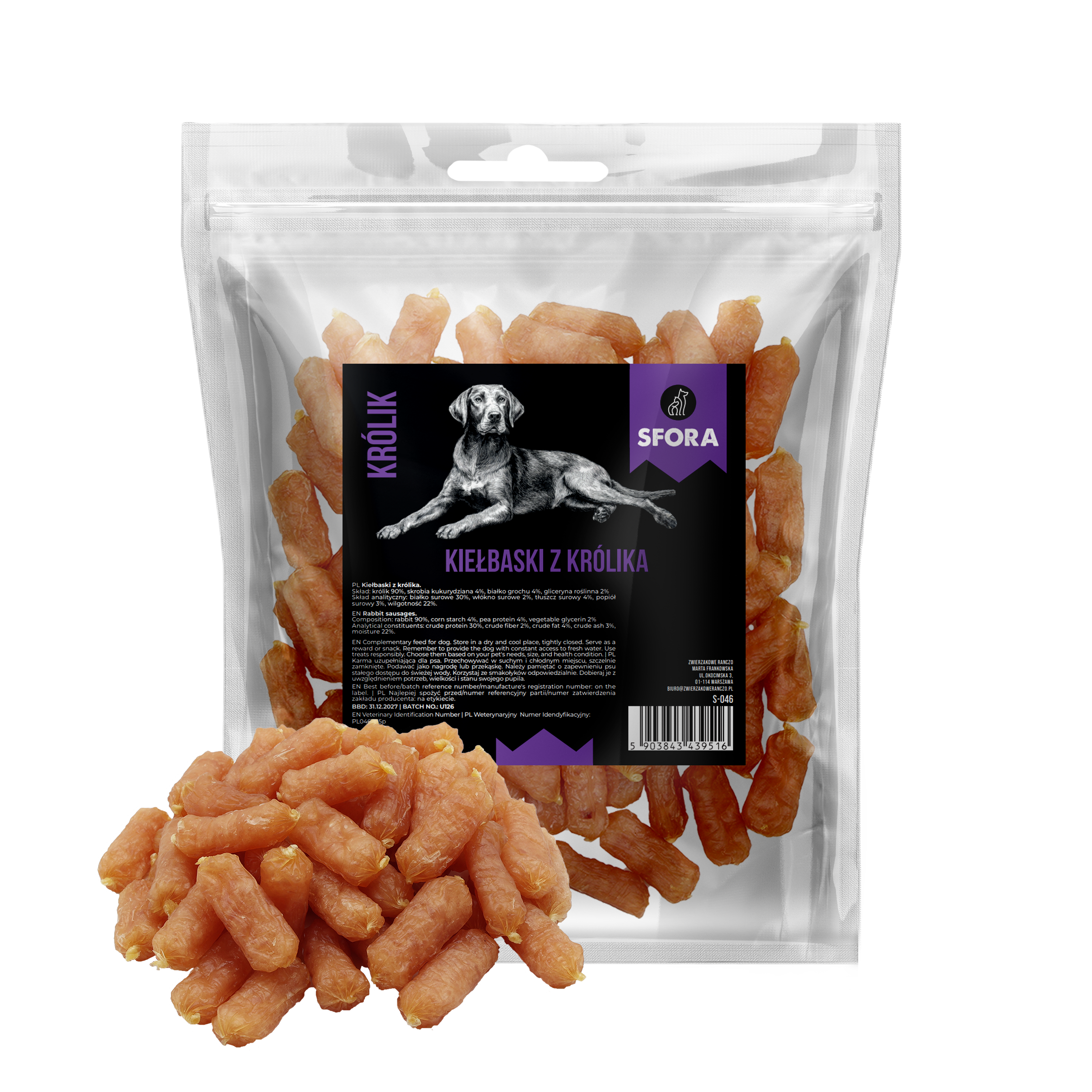 Sfora Hot Strips kiełbaski z królika 500 g