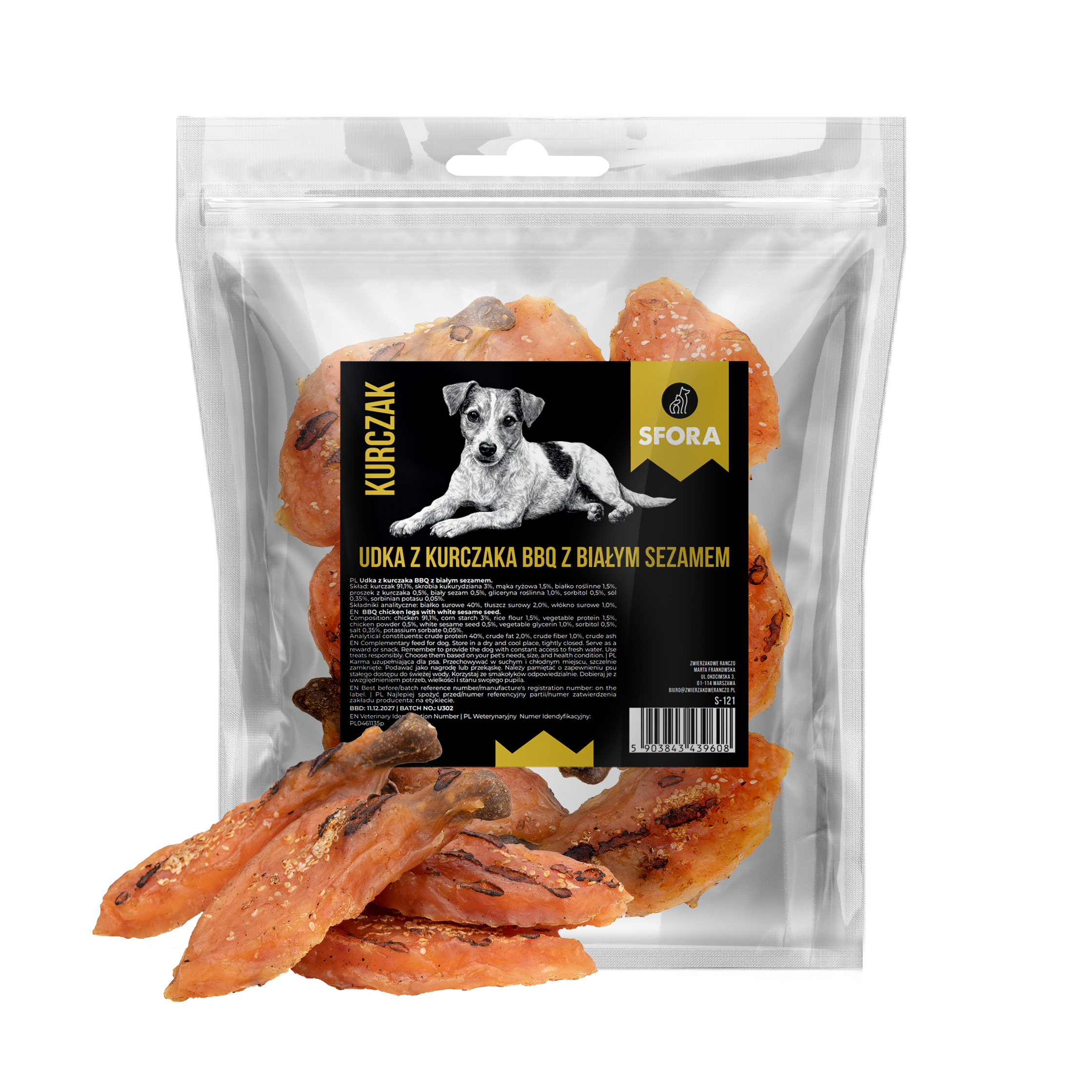 Sfora Hot Strips udka z kurczaka BBQ z białym sezamem 500 g