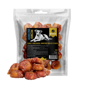 Sfora Hot Strips bajgle z kurczakiem jagnięciną i białym sezamem 500 g naturalny przysmak dla psa