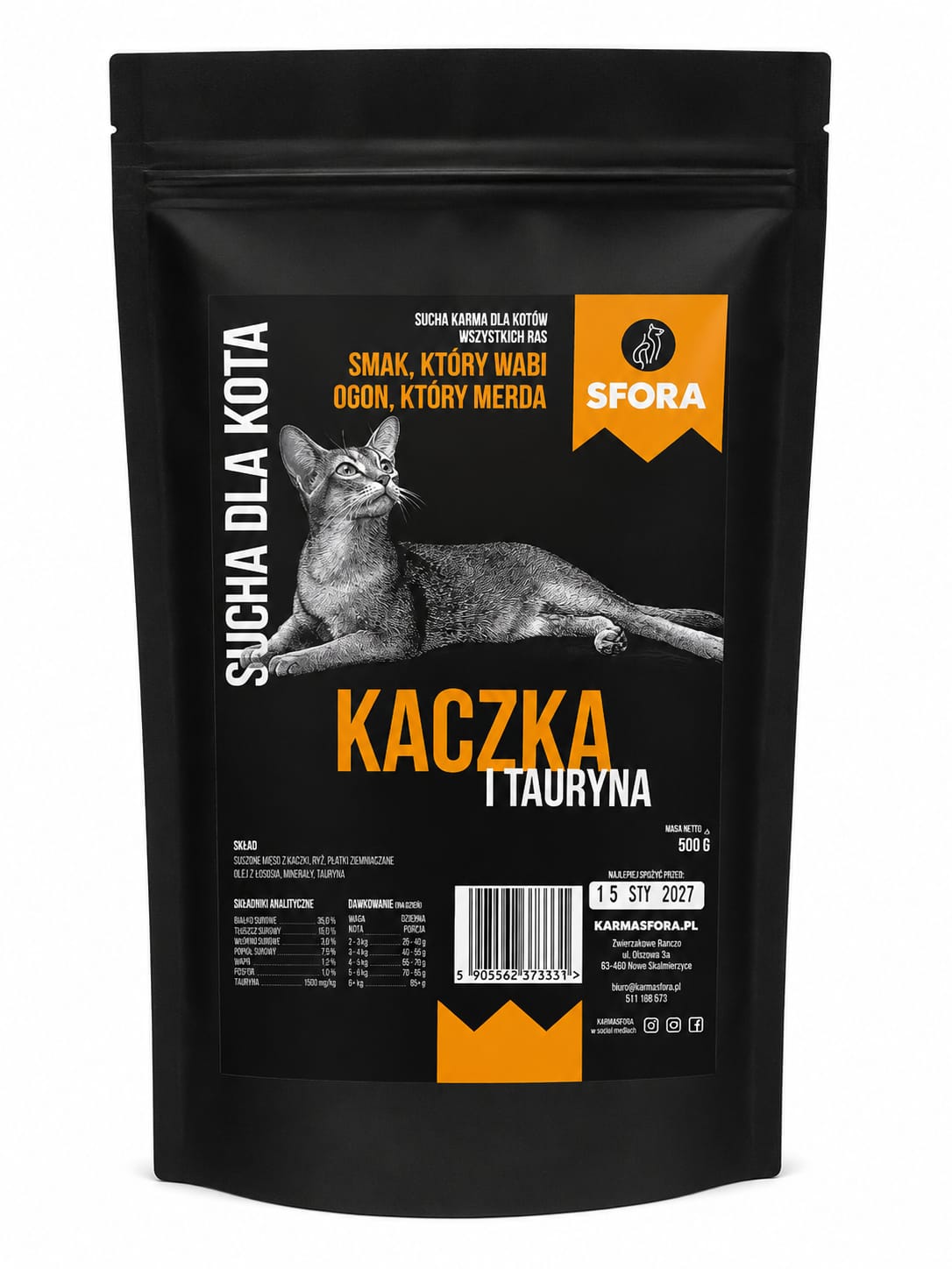 Karma Sfora dla Kota z Kaczką i tauryną 500g