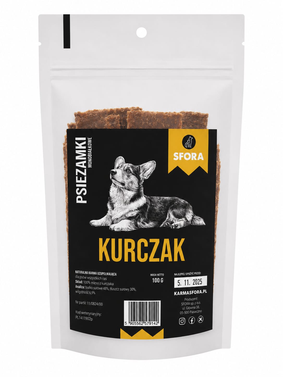 Przysmak naturalny Sfora Psiezamki z kurczaka monobiałkowe