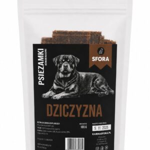 Sfora Psiezamki z dziczyzny monobiałkowe 100 g – naturalny przysmak dla psa