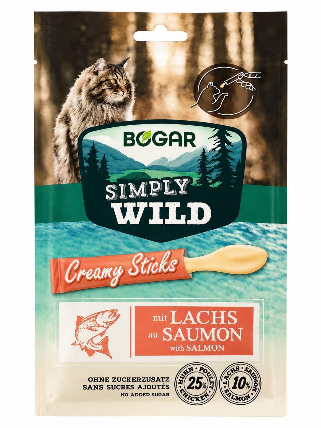Bogar Simply Wild Creamy Sticks Salmon 75 g - kremowy przysmak dla kota z łososiem